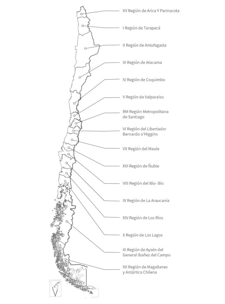 Mapa de Chile y sus regiones